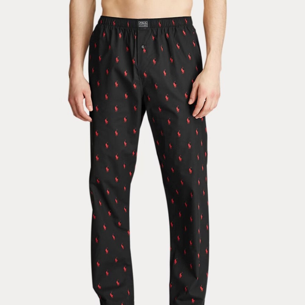 Ralph Lauren Polo Pony Men’s Pajama Pants Size Small Black Red‎ Logo